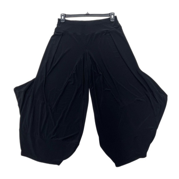 John Mark Pants Medium Black Gaucho Culotes Wide Leg High Waist Comfort Stretch - Picture 1 of 15